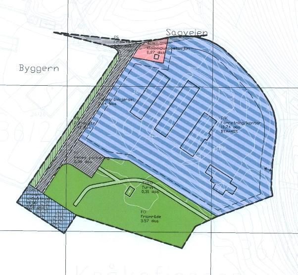 Næringshagen og bolighuset er ikke tenkt endret. Det må lages et planprogram siden ønsket endring strider med kommuneplanen.