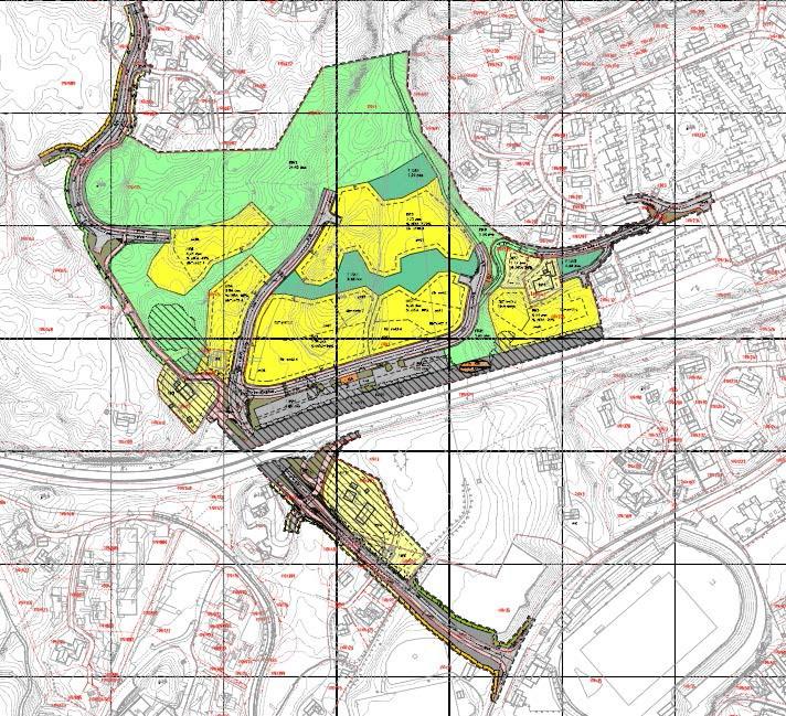 kommuneplanens arealdel avsatt til framtidig boligområde (B30). Planområdet er på 110 da og legger til rette for 230 boligenheter fordelt på 6 felt.