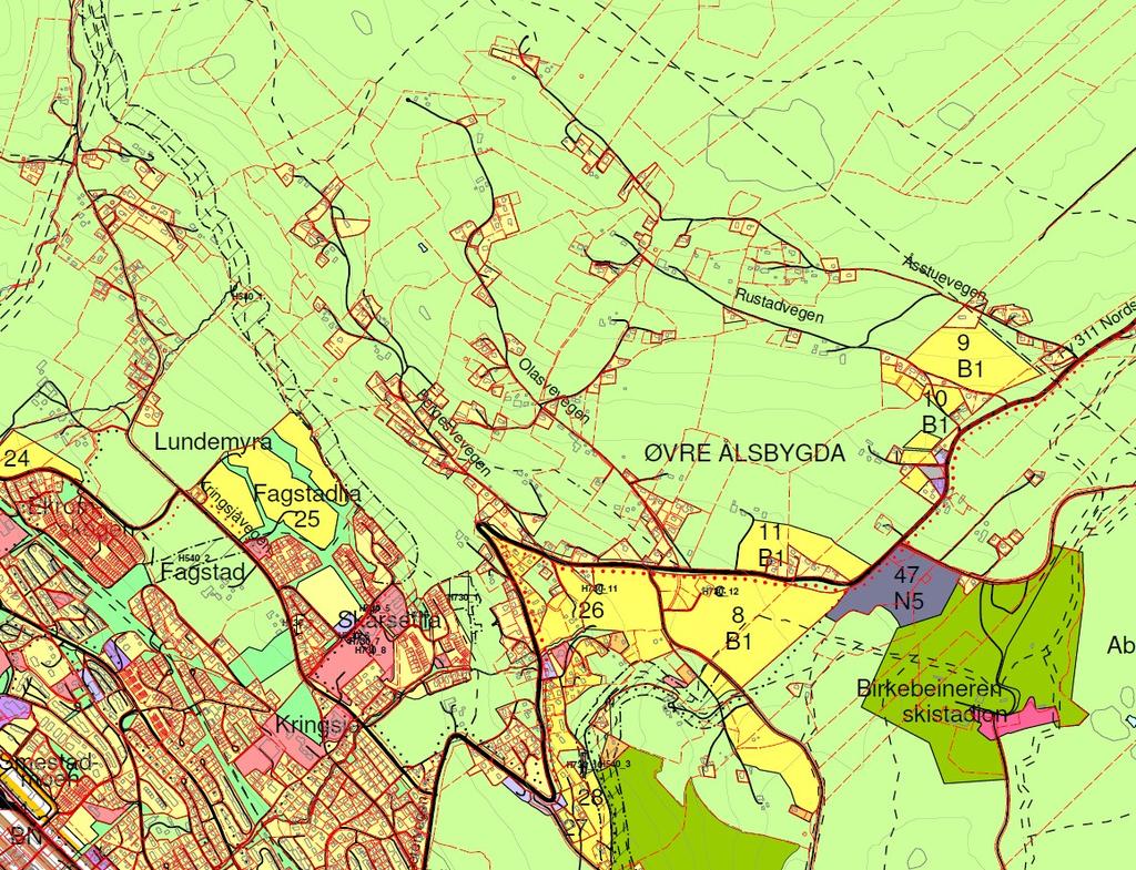 Øvre Ålsbygda Områdene i Øvre Ålsbygda omfatter arealer mellom Bergesvevegen og Åsstuevegen.