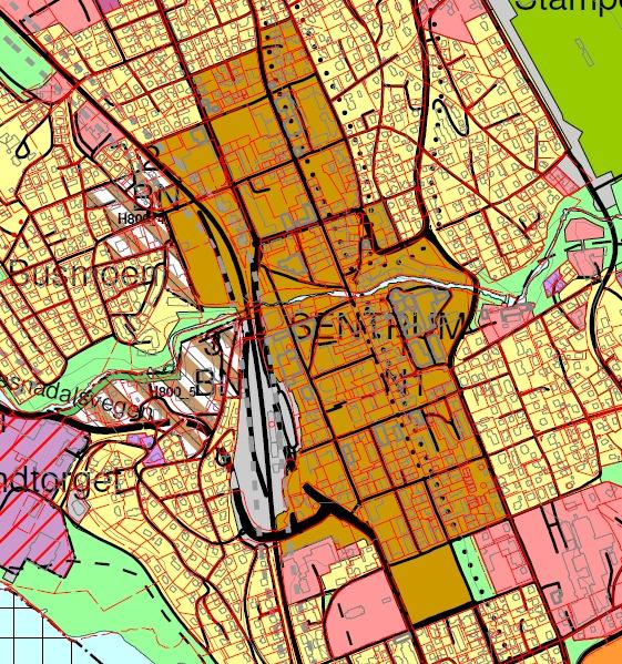 5. Konsekvensvurdering av utbyggingsområdene som inngår i planen 5.1 Kombinerte formål næring/bolig 1 Sentrum Fakta/informasjon: Området omfatter Lillehammer sentrum.