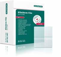 Kliniderm Film, steril/usteril Nyhet Kliniderm Film Kliniderm Film er en transparent polyuretanfilm beregnet til fiksering av bandasjer. Da filmen er transparent kan bandasje/hud observeres.