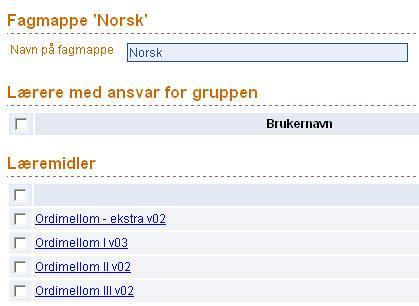 7. Følg framgangsmåten i punktene 5 og 6 til alle aktuelle ressurser er lagt til. Ressursene listes opp under læremidler.