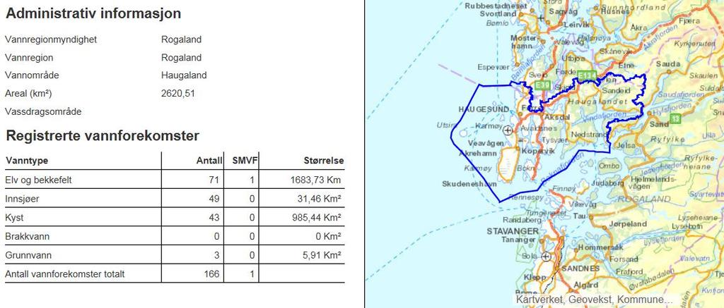 Om vannområdet Geografi Haugalandet vannområde består av følgende kommuner; Haugesund, Karmøy, Bokn, Vindafjord, Tysvær, Utsira, samt noe av arealet til Suldal, Sveio og Etne.