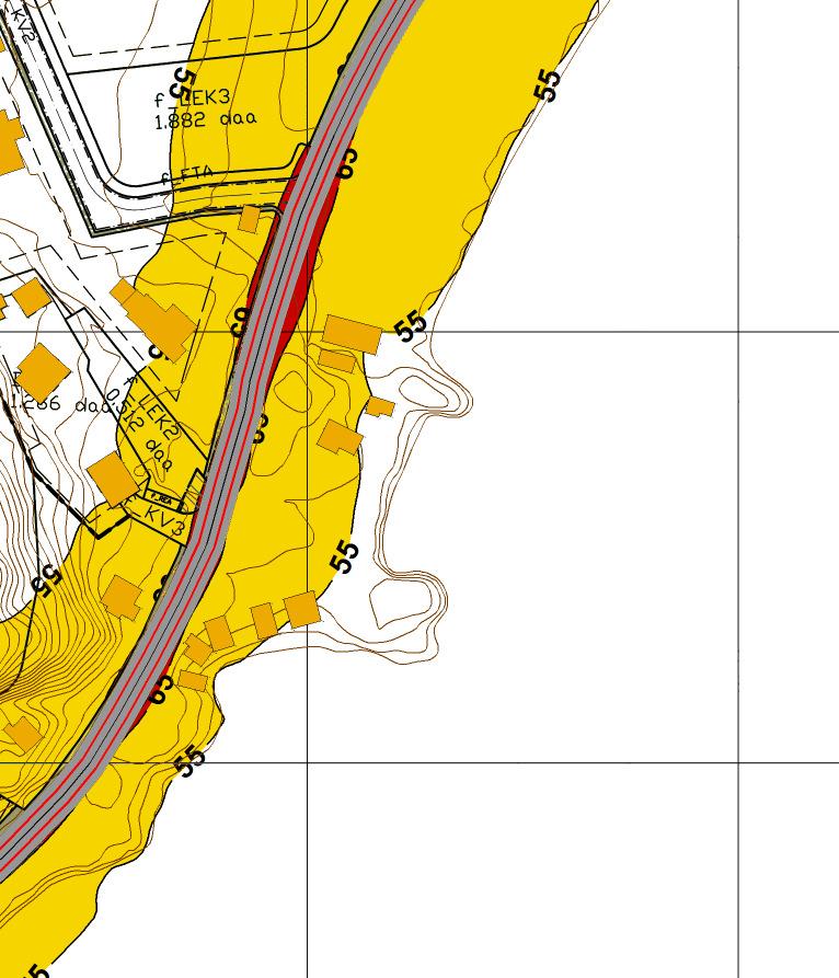 Støysonekart - år 2036 2 Oppdragsnummer: 1350024587 Kunde: MNPRO AS Viktige beregningsparametere: Beregningsmetode: Nordisk Beregningsmetode for støy fra veitrafikk Enhet: Lden (iht T-1442)