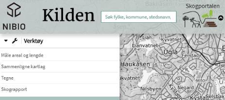 Denne gir deg muligheten til å sammenligne de to øverste kartlagene i løsningen, evt. et kartlag og bakgrunnskartet hvis kun et kartlag er valgt og aktivt.