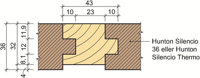 SINTEF Teknisk Godkjenning - Nr. 2330 Side 2 av 5 Fig. 3 Bruk av trelekt i plateskjøtene til Hunton Silenco. Golvbord av heltre kan festes til lektene med skruer.