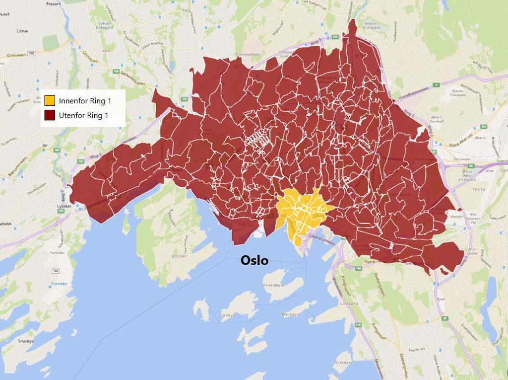 3 Oslo 3.1 Introduksjon For Oslo er det i analysen definert fire geografiske aggregeringsnivåer: Osloregionen (Oslo og Akershus), Oslo, Oslo innerby (innenfor Ring 3) og Oslo (innenfor Ring 1).