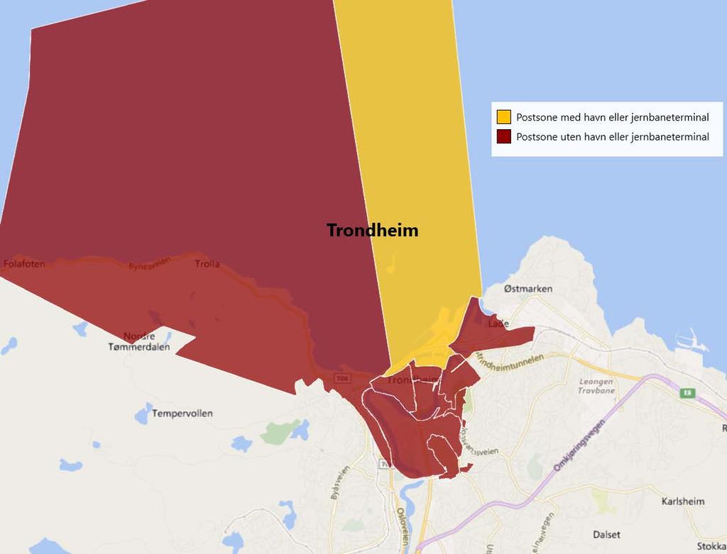 8 Trondheim 8.1 Introduksjon For Trondheim ser vi nærmere på 2 geografiske aggregeringsnivåer: Trondheim og Trondheim. Disse aggregeringer er nærmere definert og omtalt i kapittel 2.4. Figur 8.