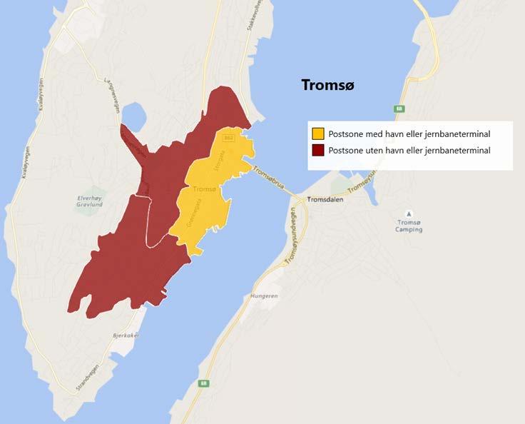 9 Tromsø 9.1 Introduksjon I Tromsø studeres to geografiske aggregeringsnivåer: Tromsø og Tromsø. Disse aggregeringer er nærmere definert og omtalt i kapittel 2.4 over. Figur 9.