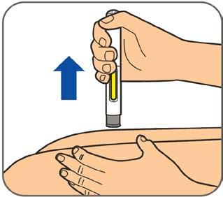 Sjekk at det gule stempelet fyller hele visningsvinduet for å forsikre deg om at hele dosen har blitt injisert.