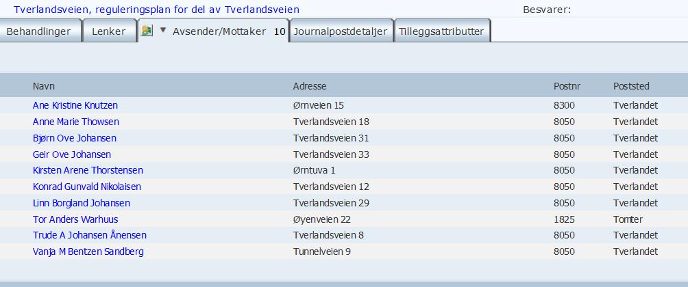 Adresseliste: Varsel om