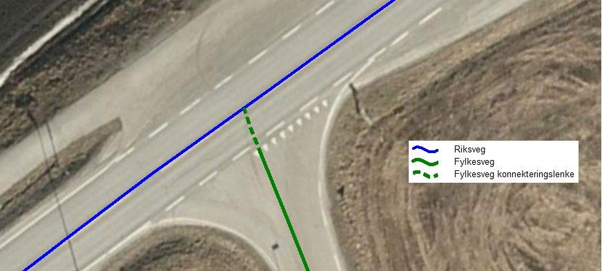 For eksempel vil dette være kobling mellom to veger der kryssområdet fysisk hører til den ene vegen, forlengelsen av et svingefelt som beskriver en kjørebevegelse midt i et kryss, eller kobling av en