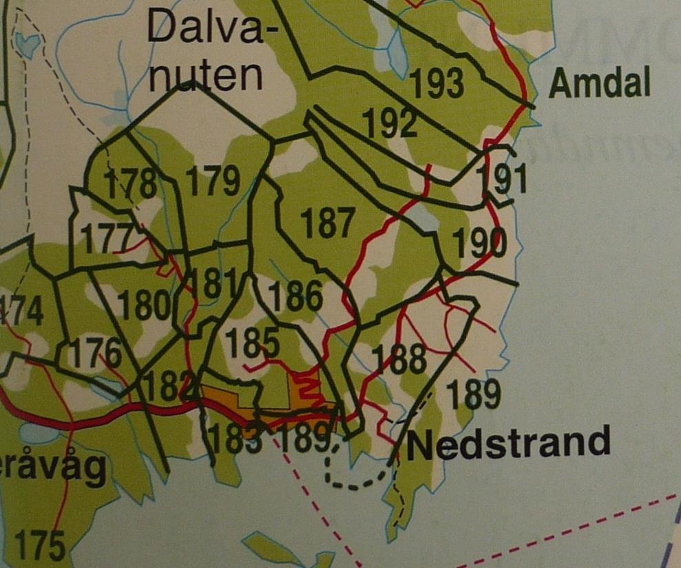 15 Figur 5: Olav Eivindson Kolls barnebarn har eid i Nessa (nr 189 og 190), Kvam (nr 191 og 193), Dalva (nr 187), Øverland (nr 188) og Øvrebø (nr 192). Utsnitt av kart hos Næss (2001b).