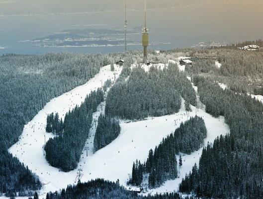 Alt. 1: Tryvann: slalom, snowboard, twintip, snowblades, telemark, o.l. Oslo Vinterpark ligger på toppen av Holmenkollen, bare 20 minutter fra Oslo sentrum.