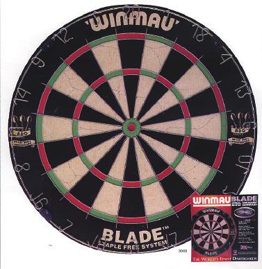 DARTSKIVE WINMAU - PRO - SFB NYHET WINMAU BLADE DARTSKIVE Tidl.: Winmau Cliple Plus (Uten stifter i Bullseye) Pris til dartklubber: 255,- inkl. mva.