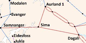 3 Om forhold i og inn til Sima stasjon 3.1 Beskrivelse av Sima stasjon, ledningene inn til stasjonen og dagens kapasitet Inn til Sima går det tre 420 kv-ledninger, se Figur 3-1.