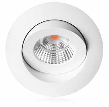 Qi Quick Gyro er en lavtbyggende downlight med unik Gyro-funksjon. Den er like fin uansett hvordan du vipper den. Vippes 30 i alle retninger (360 ). COB med reflektor 36.