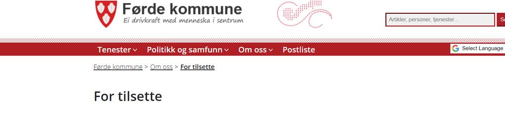 Tilsette i Førde kommune har tilgang til Visma web. I Visma finn ein under Mi side opplysingar om seg sjølv. Dette kan vere tilsettdata, lønsslipp, utbetalte reiser, fråværedata m.