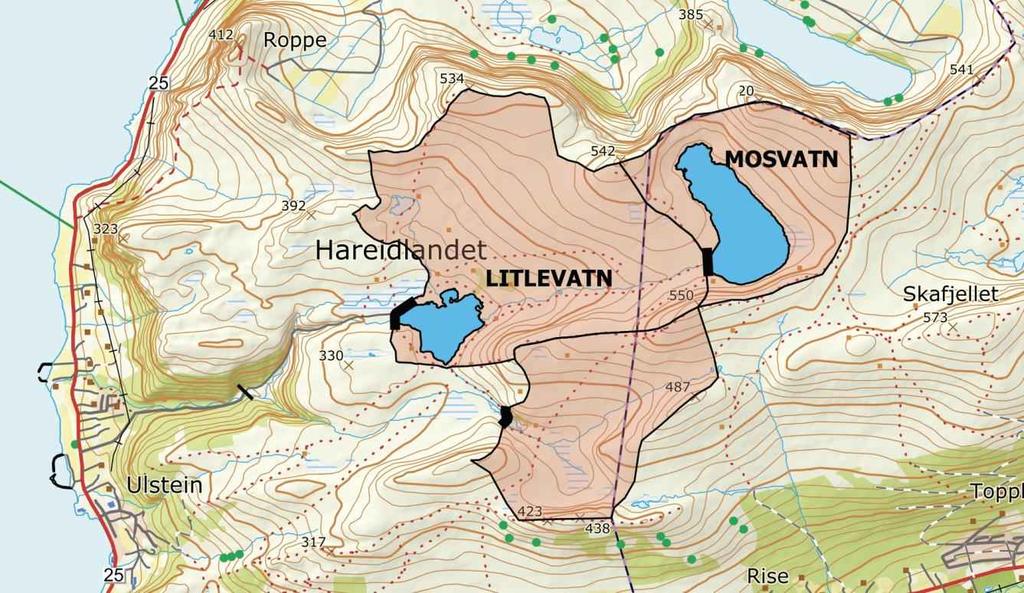 Virkning for miljø, naturressurser og samfunn Hydrologi Dagens situasjon Midlere vannføring til Litlevatn er i dag på om lag 0,42 m³/s (inkludert overføring fra Osnesdalen), mens alminnelig