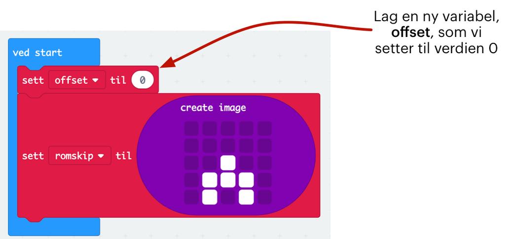 Forsøk nå å laste opp programmet til micro:bit. Når programmet er lastet opp, ser vi at vi har laget en enkel animasjon på skjermen til micro:bit.