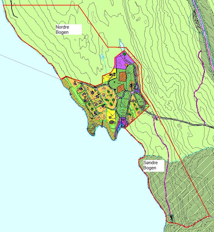 dag, arealformål: LNF og hensynssone friluftsliv Utvidelser av Bogen Hyttefelt, todelt