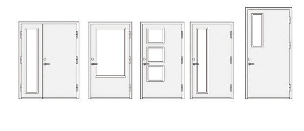 Dørblada har innvendige avstivingar, er 52mm tjukke og isolert med mineralull. Dørene vert leverte i grunna utføring som standard.