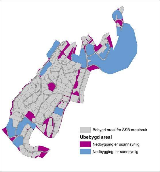 Statistikk basert på kommuneplaner Notater 2018/12 For å regnes som et område som sannsynligvis vil nedbygges, må arealet være bredere enn 20 meter og større enn 3 dekar.