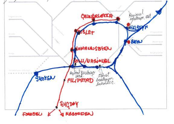 3.12 Besvarelse fra gruppe 6 Samfunnsmål; Ingen forslag til endring Effektmål forslag til målområder, Ingen forslag til endringer Konsept A: T-banetunnel Økern Grünerløkka Frogner Bygdøy Fornebu en