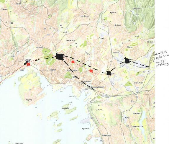 3.14 Besvarelse fra gruppe 7 Samfunnsmål; Ingen forslag til endring Effektmål forslag til målområder, Ingen forslag til endringer Konsept A: Nye tverrforbindelser Beskrivelse: Ny jernbanelinje fra