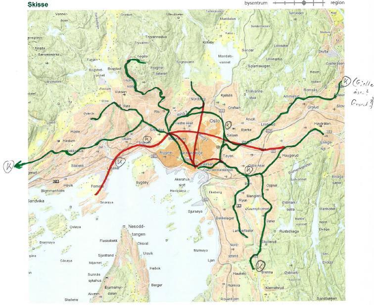 3.26 Besvarelse fra gruppe 13 Samfunnsmål; Ingen forslag til endringer Effektmål Ingen forslag til endringer Konsept A: "Metrobyen" Metro alternativ 1 Knutepunkter for