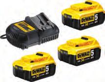 49214862 BATTERI LADER SETT 18 5AH - DEWALT DEWALT sett med multilader og 2 batterier 5,0 Ah Li-on. Spenning Batteri kjemi Ladestrøm Ladetid Bredde Høyde Lengde mm Vekt 10.8, 14,4 & 18 V Li-Ion 4.