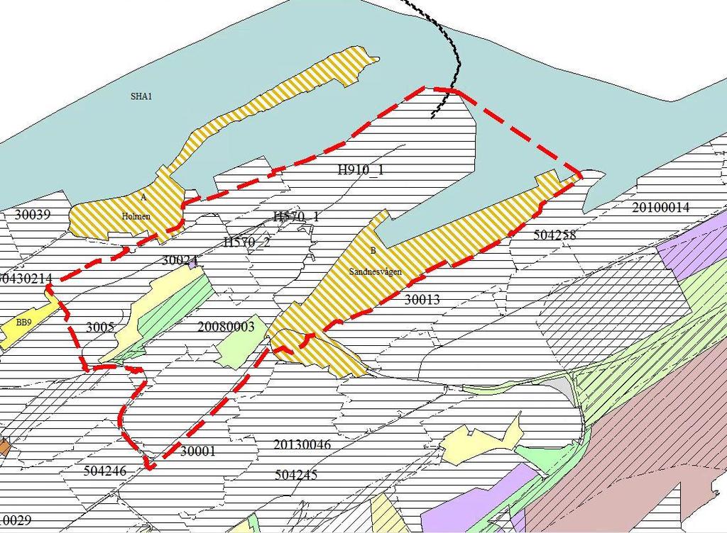 Samlet vurdering av tiltak: Områdene ligger innenfor arealer som er behandlet i Utviklingsplan for Sandnessjøen sentrum, vedtatt i 2013.