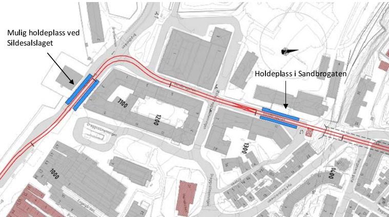 Når det gjelder plan for gjennomgående sykkeltrasé fra Bergen sentrum til Sandviken er forprosjekt med anbefalt løsning som skal legges til grunn ved detaljprosjekteringen av sykkeltraséen nord-sør