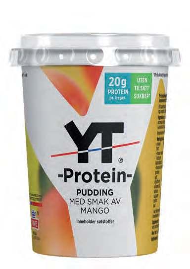 YT proteinrik pudding med smak av mango 190 g FORFRISKENDE PROTEINPUDDING MED HERLIGE SMAKER.