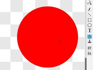 Tegn en ny drakt på figuren din. Bruk vektorgrafikk til å tegne en rød fyllt sirkel (disk). Denne kan være ganske liten, for eksempel 20 x 20 piksler.