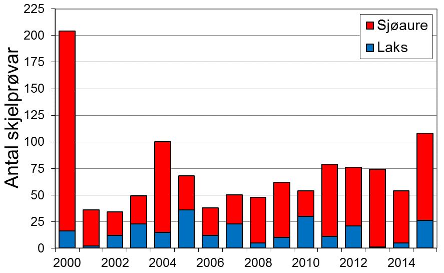 I perioden 1969-1999 vart det i gjennomsnitt fanga 115 laks per år, med ei snittvekt på 5,3 kg.