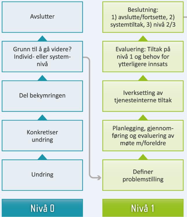 Tidlig innsats nivå 0 - nivå 1 Skal alltid starte med: «Hva kan vi gjøre innenfor egen virksomhet?» Når er det grunn til bekymring?