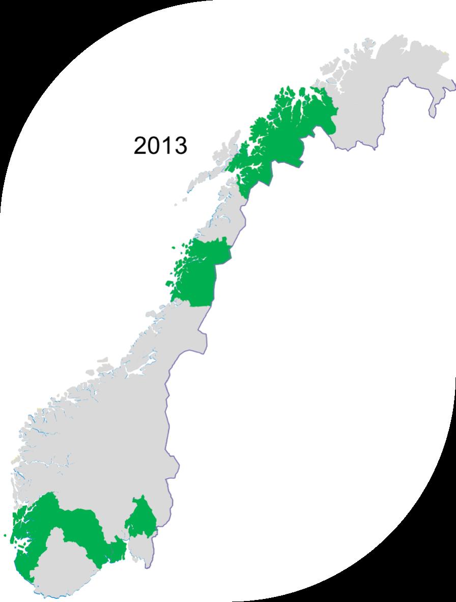 Figur 26: Helseforetak som leverer data til Norsk hjertestansregister for hele året er markert med grønn. Orange er helseforetak som leverer data for deler av året.