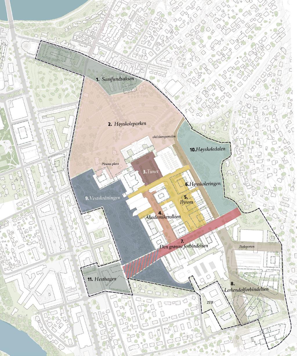 3.4.6 INFRASTRUKTUR OG UTOMHUSANLEGG Utomhus Føringer fra NTNUs kvalitetsprogram ligger til grunn for utvikling av campusområdet med tilhørende utomhusanlegg.