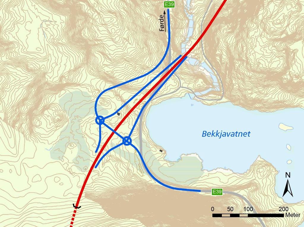 4.6.5 Bekkjaholten nord Holten (1150 m) Frå Bekkjaholten nord går vegen ned mot Bekkjavatnet, der det er plassert eit toplanskryss.
