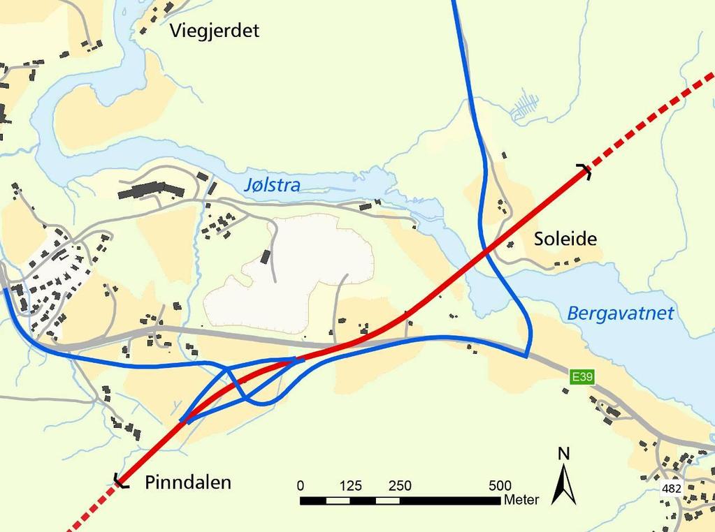 4.6.9 Pinndalen Soleide (1220 m) I Pinndalen kjem tunnelen ut i nærleiken av nokre bustadar.