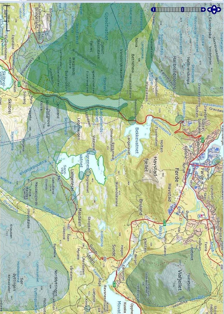 Figur 5-1 Kartutsnitt frå Fylkesatlas Sogn og Fjordane