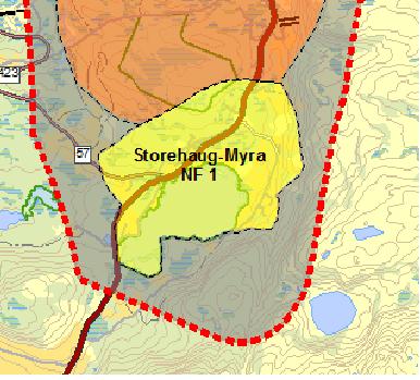 5.7 Verdiar 5.7.1 NF1 Storehaug - Myra Ved Storehaug-Myra er det spreidd busetnad i form av gardsbruk på begge sider av E39. Litt nord for Storehaug er det 3 gardsbruk.