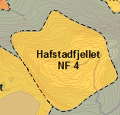 5.7.4 NF4 Hafstadfjellet Hafstadfjellet ligg på 706 m.o.h nord for Bekkjavatnet. Fjellet er mykje nytta som turmål for kvardags og helgeturar av innbyggarane i Førde.