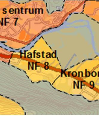 5.7.8 NF8 Hafstad Bustadområdet på Hafstad er lite i utstrekning, med nokre einebustader på nordsida av E39 og nokre gardsbruk og ein butikk på sørsida av E39.