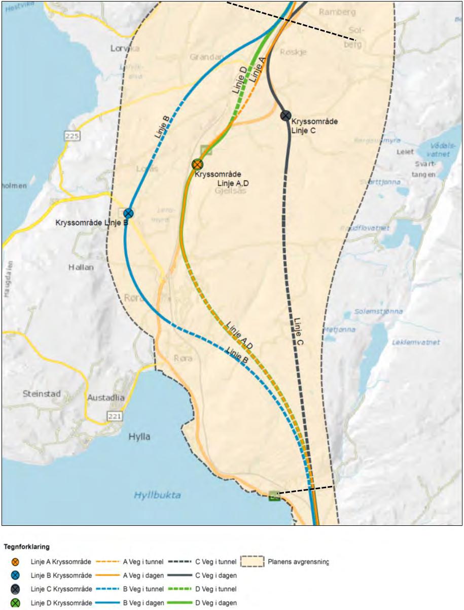 Delstrekning Røra Delstrekningen starter ved tunnelportal i Bjørga i Verdal kommune og går fram til kommune