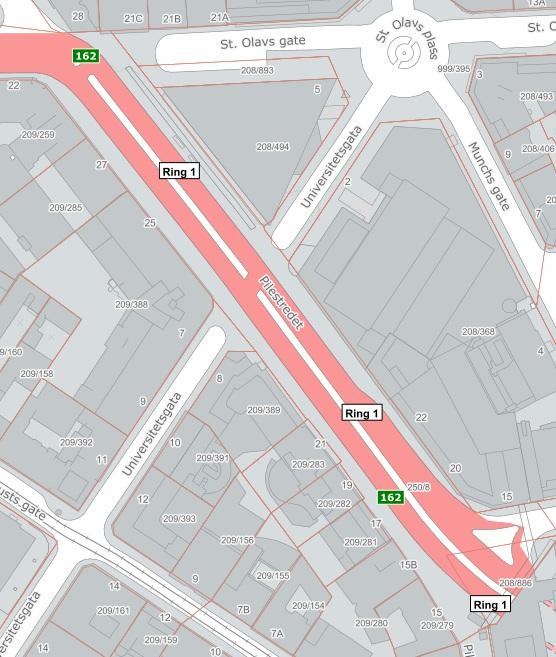 Trafikkdeler kryss til kryss Der trafikkdelerne går fra kryss til