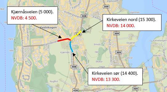 Figur 4: ÅDT fra Kirkeveien og Kjærnåsveien.