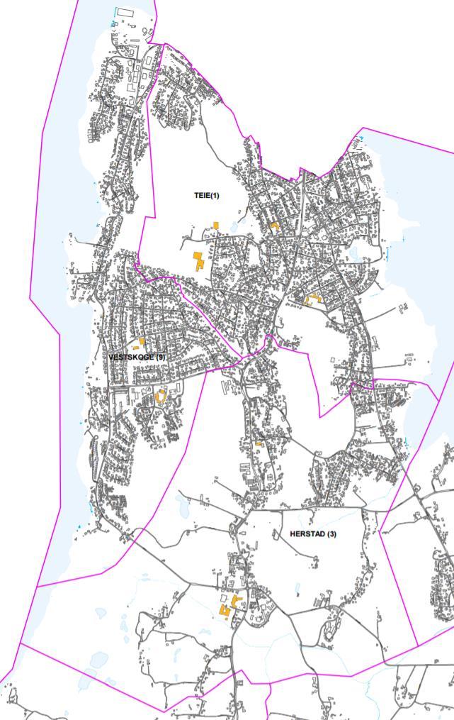 Figur 8: Skolekretser Nøtterøy kommune (kilde: Teknisk sektor (dli), 10.12.2012) Skolekretser i Nøtterøy kommune er vist i figur 8.