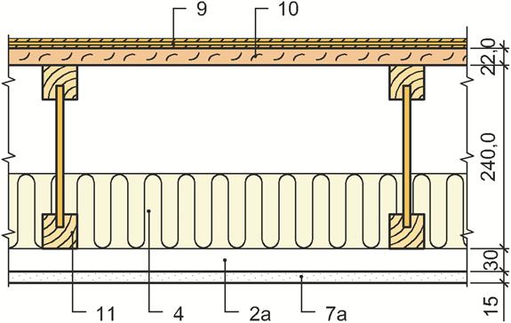 fiberarmert 26 gipsplate 14 22 mm OSB/3 plate Fig. 8 Prinsipiell utførelse av etasjeskiller i våtrom over fundament.